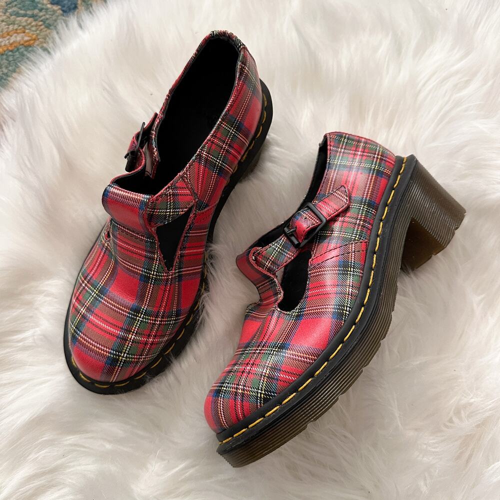 Dr. Martens Plaid Polley Sophia Maryjane Shoes Size 6